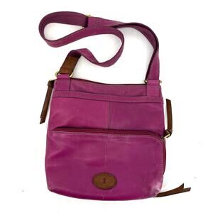 Fossil Vintage Square Pink Satchel Cross Body Shoulder Bag Pockets